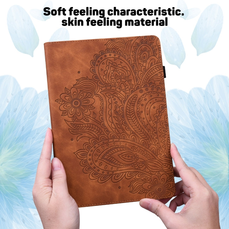 For Lenovo Tab P11 Gen 2 Peacock Embossed Pattern Leather Tablet Case(Brown) - Lenovo by PMC TechLife | Online Shopping South Africa | PMC TechLife | Buy Now Pay Later Mobicred