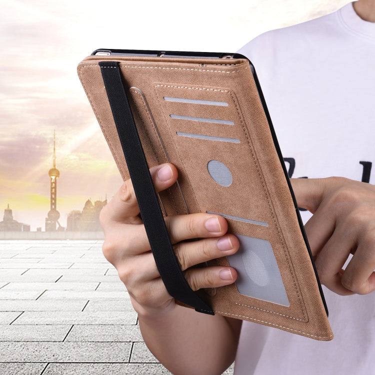 For Lenovo Tab P11 Gen 2 Embossed Striped Leather Tablet Case(Brown) - Lenovo by PMC TechLife | Online Shopping South Africa | PMC TechLife | Buy Now Pay Later Mobicred