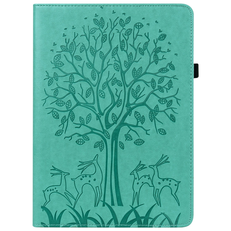 For Lenovo Tab P11 Gen 2 Tree & Deer Pattern Embossed Leather Tablet Case(Green) - Lenovo by PMC TechLife | Online Shopping South Africa | PMC TechLife | Buy Now Pay Later Mobicred