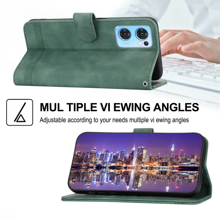 For OPPO Reno7 5G Dierfeng Dream Line Leather Phone Case(Green) - OPPO Cases by PMC TechLife | Online Shopping South Africa | PMC TechLife | Buy Now Pay Later Mobicred