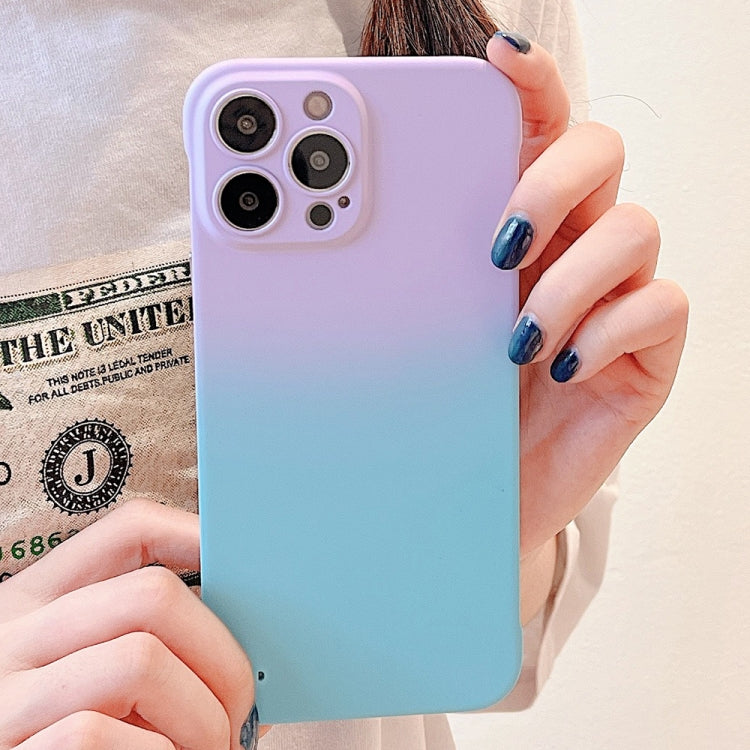 For iPhone 14 Frameless Skin Feel Gradient Phone Case(Light Purple + Light Blue) - iPhone 14 Cases by PMC Jewellery | Online Shopping South Africa | PMC Jewellery | Buy Now Pay Later Mobicred