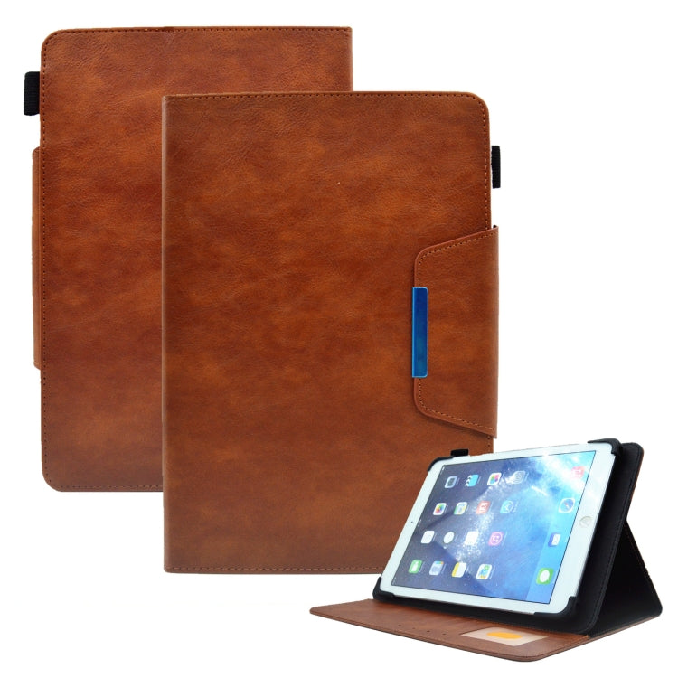 For 10 inch Suede Cross Texture Magnetic Clasp Leather Tablet Case(Brown) - 10 - 11 inch by PMC TechLife | Online Shopping South Africa | PMC TechLife | Buy Now Pay Later Mobicred