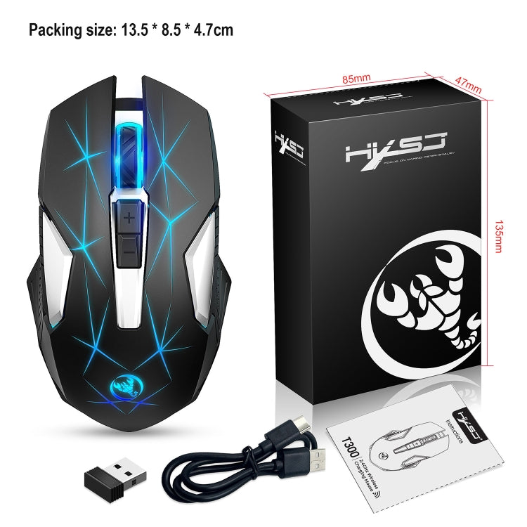 HXSJ T300 7 Keys 2400DPI 2.4G Colorful Luminous Wireless Mouse(Black) - Wireless Mice by HXSJ | Online Shopping South Africa | PMC Jewellery | Buy Now Pay Later Mobicred