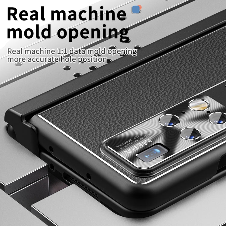 For Huawei Mate X2 Litchi Pattern Magnetic Shell Film Integrated Shockproof Phone Case(Black) - Huawei Cases by PMC TechLife | Online Shopping South Africa | PMC TechLife | Buy Now Pay Later Mobicred
