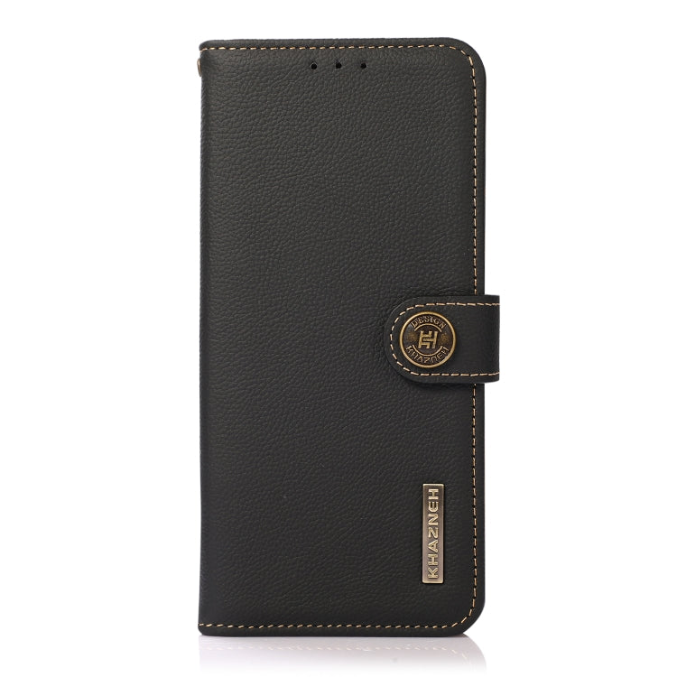 For Google Pixel 7A KHAZNEH Custer Texture RFID Genuine Leather Phone Case(Black) - Google Cases by PMC TechLife | Online Shopping South Africa | PMC TechLife | Buy Now Pay Later Mobicred