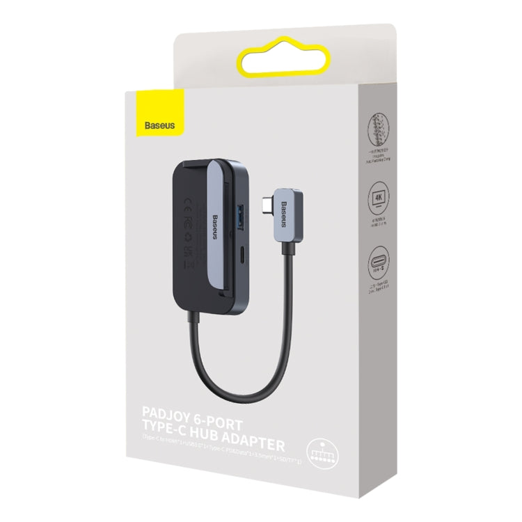 Baseus WKWJ000113 6 in 1 USB-C / Type-C to USB3.0+HDMI+USB-C / Type-C+3.5mm+SD/TF HUB Adapter(Space Grey) - USB HUB by Baseus | Online Shopping South Africa | PMC Jewellery | Buy Now Pay Later Mobicred