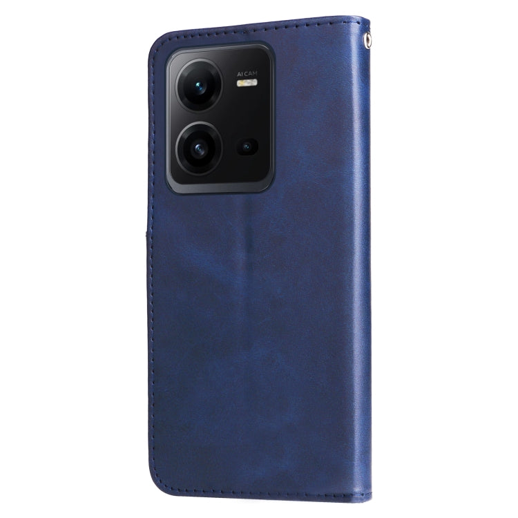 For vivo V25 5G/V25e 4G Calf Texture Zipper Leather Phone Case(Blue) - vivo Cases by PMC Jewellery | Online Shopping South Africa | PMC Jewellery