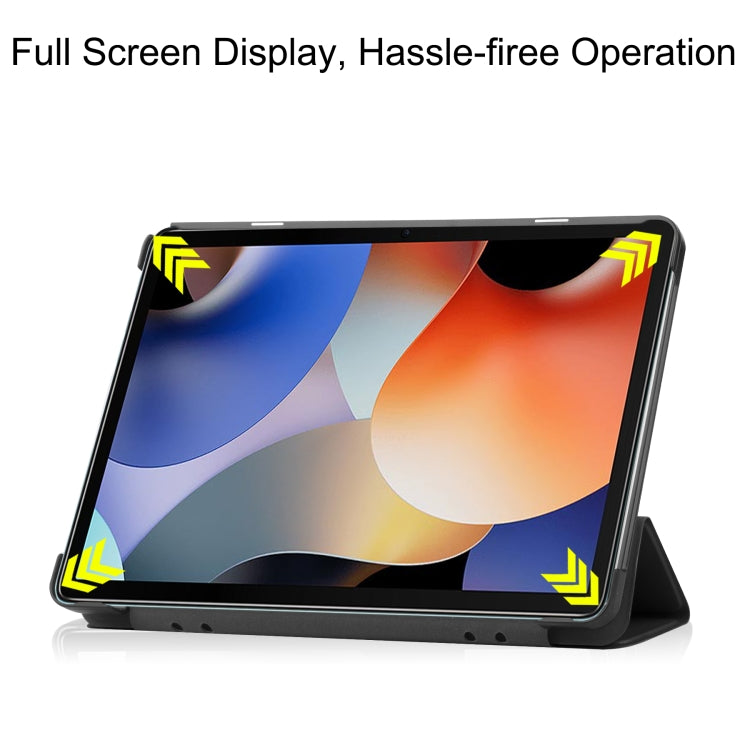 For Blackview Oscal Pad 10 Custer Pure Color 3-Fold Holder Smart Leather Tablet Case(Black) - Others by PMC TechLife | Online Shopping South Africa | PMC TechLife