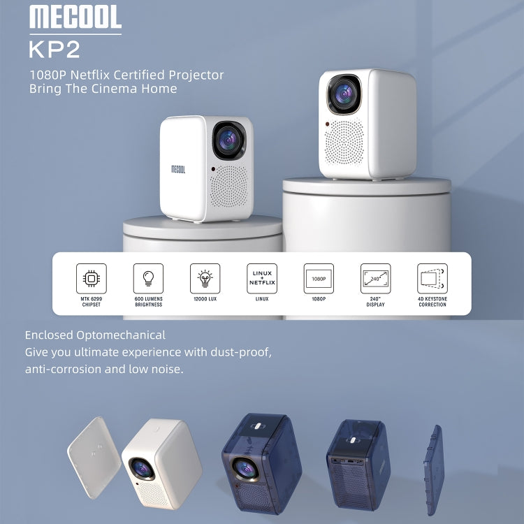 MECOOL KP2 1920x1080P 600ANSI Lumens Portable Mini LED Smart Projector(US Plug) - Mini Projector by MECOOL | Online Shopping South Africa | PMC Jewellery | Buy Now Pay Later Mobicred