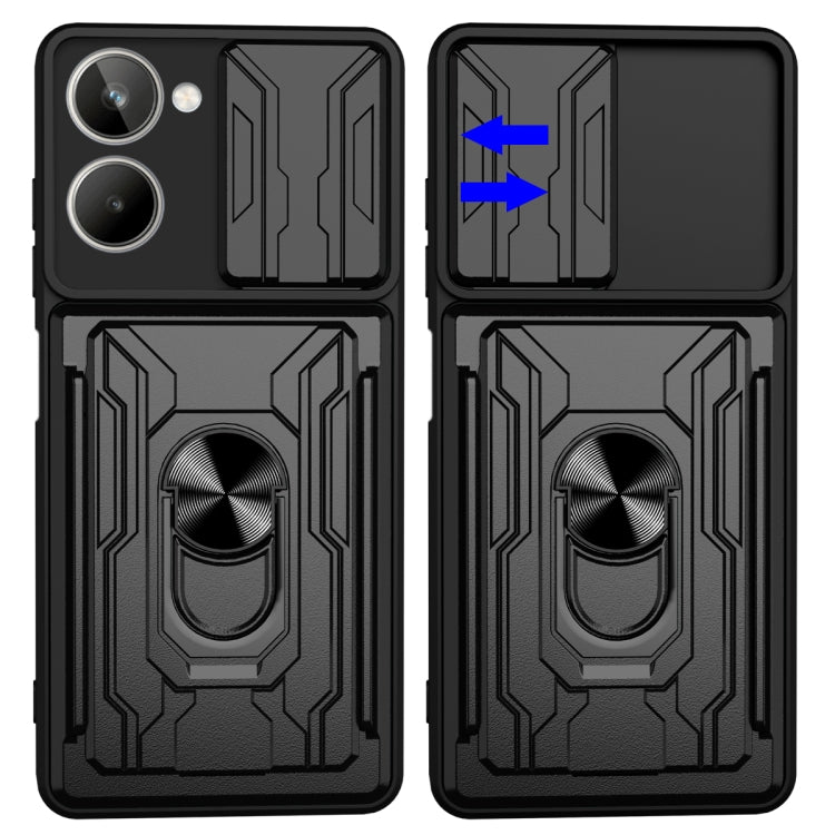 For Realme 10 4G Sliding Camshield TPU+PC Phone Case with Card Slot(Blue) - Realme Cases by PMC Jewellery | Online Shopping South Africa | PMC Jewellery | Buy Now Pay Later Mobicred