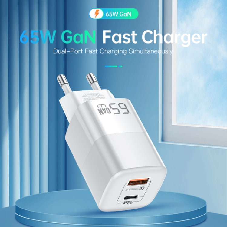 KUULAA RY-U65A 65W USB + USB-C / Type-C Dual Port Gallium Nitride Charger, Plug:US(White) - USB Charger by KUULAA | Online Shopping South Africa | PMC Jewellery | Buy Now Pay Later Mobicred