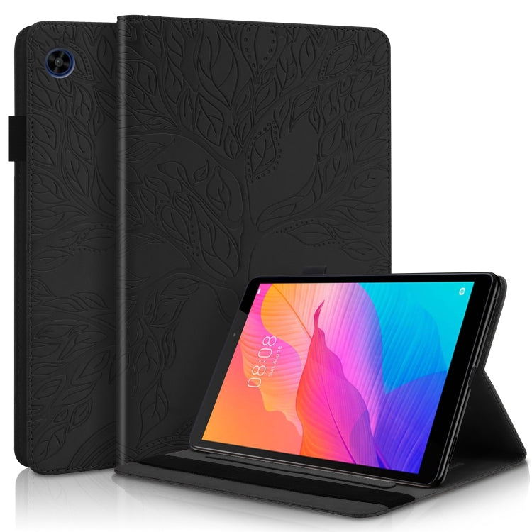 For Huawei Matepad SE 10.4 2022 Life Tree Embossed Flip Leather Tablet Case(Black) - Huawei by PMC TechLife | Online Shopping South Africa | PMC TechLife | Buy Now Pay Later Mobicred