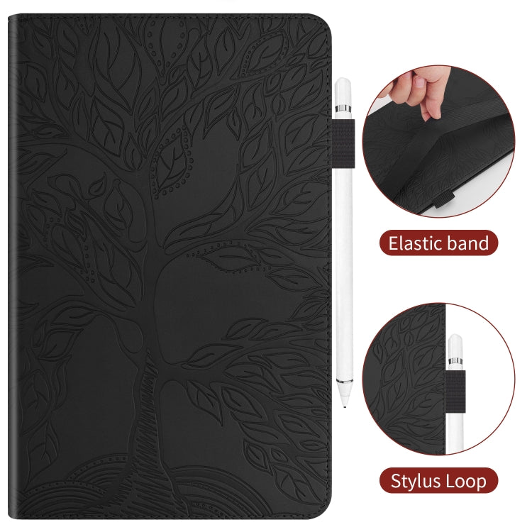 For Huawei Matepad SE 10.4 2022 Life Tree Embossed Flip Leather Tablet Case(Black) - Huawei by PMC TechLife | Online Shopping South Africa | PMC TechLife | Buy Now Pay Later Mobicred