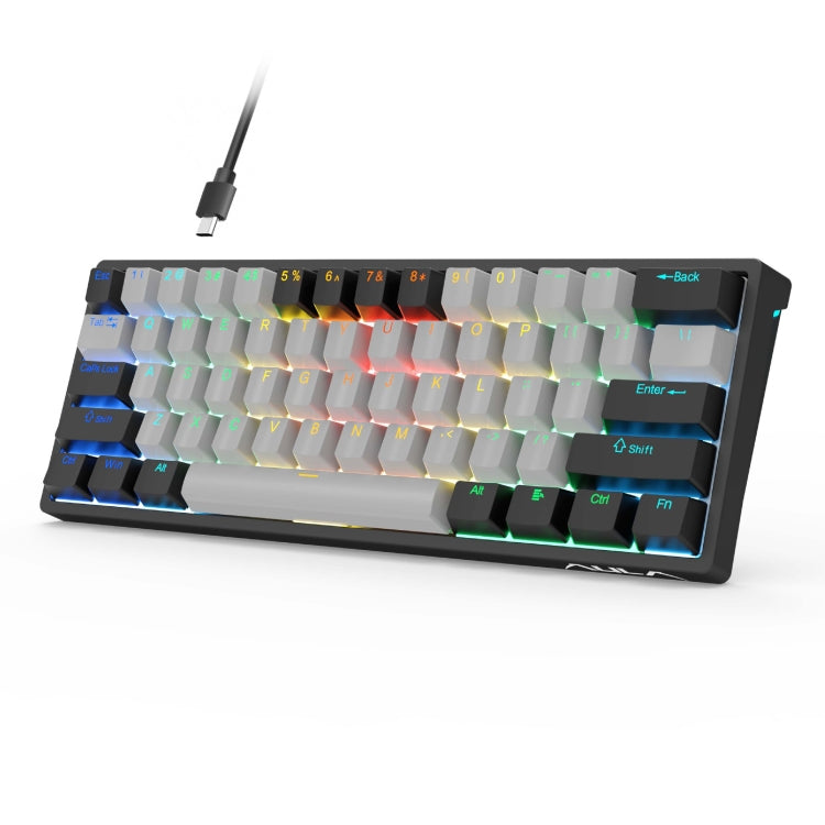 AULA F3261 Type-C Wired Hot Swappable 61 Keys RGB Mechanical Keyboard(Black Grey Tea Shaft) - Wired Keyboard by AULA | Online Shopping South Africa | PMC Jewellery | Buy Now Pay Later Mobicred