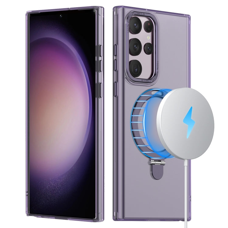 For Samsung Galaxy S22 Ultra 5G LK 3 in 1 MagSafe Magnetic Holder Phone Case(Purple) - Galaxy S22 Ultra 5G Cases by PMC Jewellery | Online Shopping South Africa | PMC Jewellery