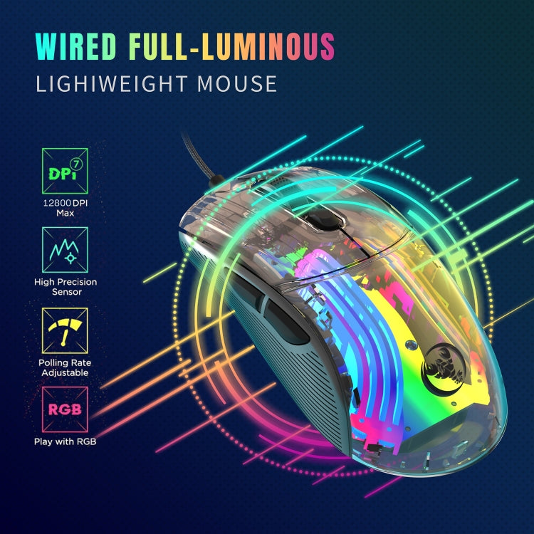 X400 7 Keys Transparent RGB Wired Gaming Mouse (Black) - Wired Mice by PMC Jewellery | Online Shopping South Africa | PMC Jewellery | Buy Now Pay Later Mobicred