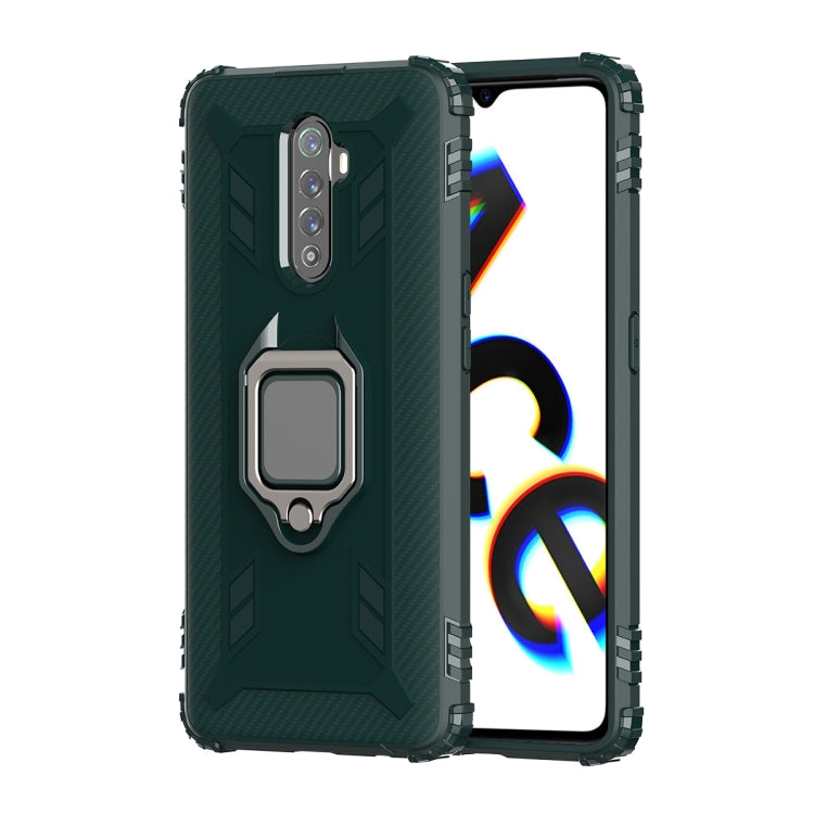 For OPPO Realme X2 Pro / Reno Ace Carbon Fiber Protective Case with 360 Degree Rotating Ring Holder(Green) - Realme Cases by PMC Jewellery | Online Shopping South Africa | PMC Jewellery