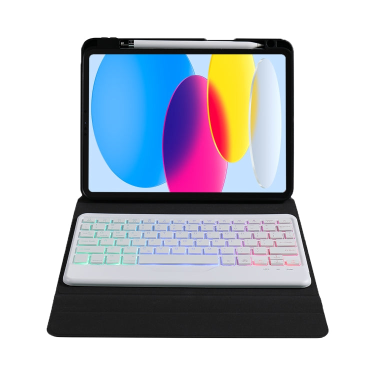 For iPad 10th Gen 10.9 2022 B10S Triangle Holder Three-color Backlight Bluetooth Keyboard Leather Case(Purple) - Universal by PMC TechLife | Online Shopping South Africa | PMC TechLife