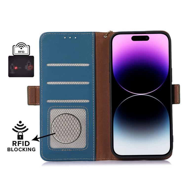 For Nokia G42 Genuine Leather Magnetic RFID Leather Phone Case(Blue) - Nokia Cases by PMC TechLife | Online Shopping South Africa | PMC TechLife | Buy Now Pay Later Mobicred