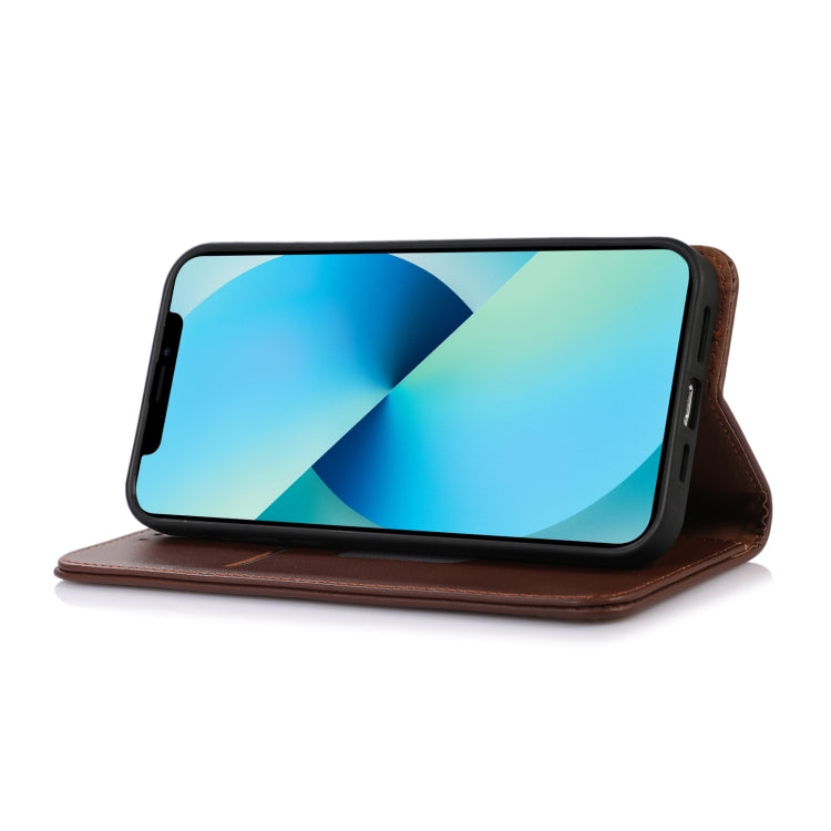 For Google Pixel 8 KHAZNEH Nappa Top Layer Cowhide Leather Phone Case(Brown) - Google Cases by PMC TechLife | Online Shopping South Africa | PMC TechLife | Buy Now Pay Later Mobicred