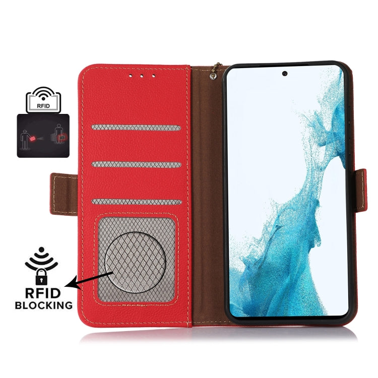 For Google Pixel 8 Pro Side-Magnetic TJ Genuine Leather RFID Phone Case(Red) - Google Cases by PMC TechLife | Online Shopping South Africa | PMC TechLife | Buy Now Pay Later Mobicred