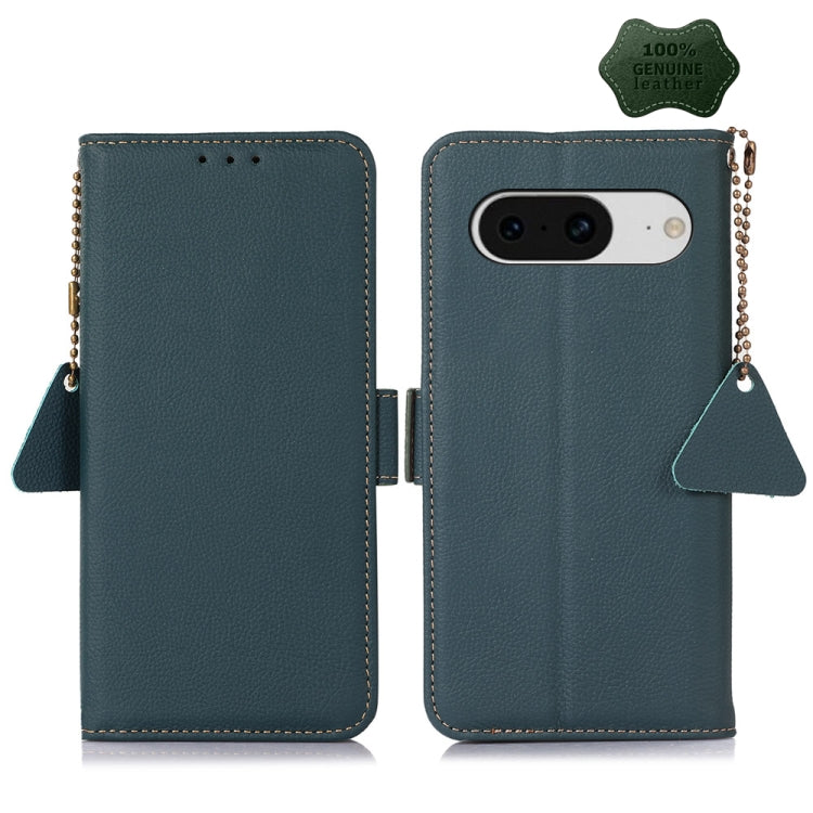 For Google Pixel 8 Side-Magnetic TJ Genuine Leather RFID Phone Case(Green) - Google Cases by PMC TechLife | Online Shopping South Africa | PMC TechLife | Buy Now Pay Later Mobicred