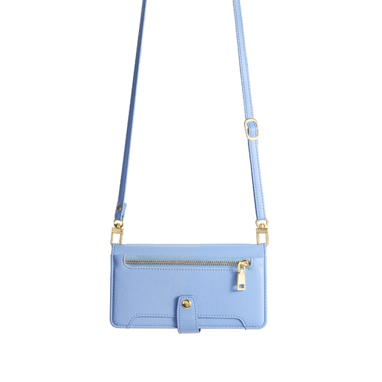 For Tecno Camon 19 / 19 Pro Sheep Texture Cross-body Zipper Wallet Leather Phone Case(Blue) - Tecno Cases by PMC TechLife | Online Shopping South Africa | PMC TechLife | Buy Now Pay Later Mobicred