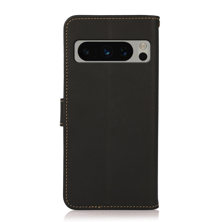For Google Pixel 8 Pro KHAZNEH Custer Genuine Leather RFID Phone Case(Black) - Google Cases by PMC TechLife | Online Shopping South Africa | PMC TechLife | Buy Now Pay Later Mobicred