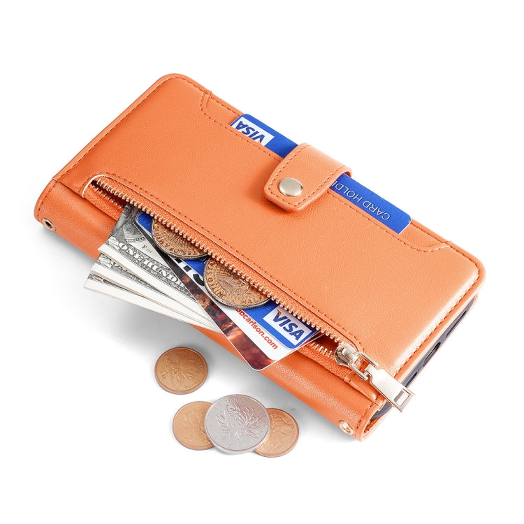 For Honor Magic5 Sheep Texture Cross-body Zipper Wallet Leather Phone Case(Orange) - Honor Cases by PMC TechLife | Online Shopping South Africa | PMC TechLife | Buy Now Pay Later Mobicred