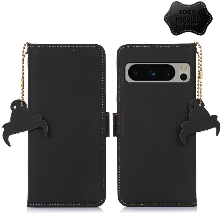 For Google Pixel 8 Pro Genuine Leather Magnetic RFID Leather Phone Case(Black) - Google Cases by PMC TechLife | Online Shopping South Africa | PMC TechLife | Buy Now Pay Later Mobicred