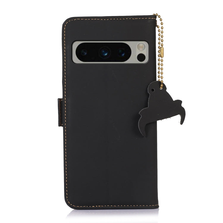 For Google Pixel 8 Pro Genuine Leather Magnetic RFID Leather Phone Case(Black) - Google Cases by PMC TechLife | Online Shopping South Africa | PMC TechLife | Buy Now Pay Later Mobicred