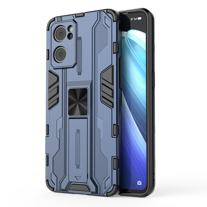 For OPP Reno7 5G Supersonic PC + TPU Shock-proof Protective Phone Case with Holder(Blue) - OPPO Cases by PMC Jewellery | Online Shopping South Africa | PMC Jewellery | Buy Now Pay Later Mobicred