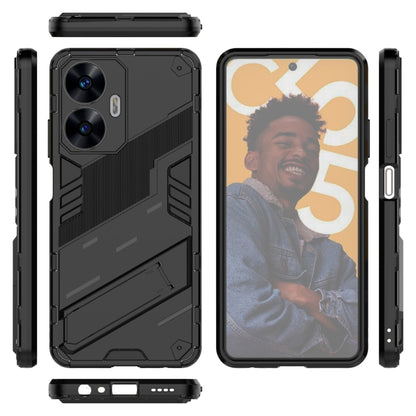 For Realme C55 Punk Armor 2 in 1 PC + TPU Shockproof Phone Case with Invisible Holder(Black) - Realme Cases by PMC Jewellery | Online Shopping South Africa | PMC Jewellery | Buy Now Pay Later Mobicred