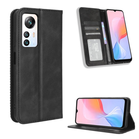 For Blackview A85 Magnetic Buckle Retro Texture Leather Phone Case(Black) - More Brand by PMC Jewellery | Online Shopping South Africa | PMC Jewellery