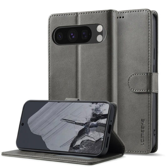 For Google Pixel 9 / 9 Pro LC.IMEEKE Calf Texture Flip Leather Phone Case(Grey) - Google Cases by LC.IMEEKE | Online Shopping South Africa | PMC Jewellery | Buy Now Pay Later Mobicred