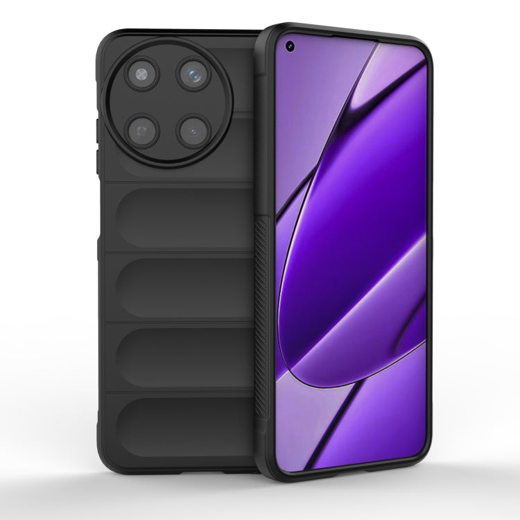 For Realme 11 4G Global Magic Shield TPU + Flannel Phone Case(Black) - Realme Cases by PMC TechLife | Online Shopping South Africa | PMC TechLife | Buy Now Pay Later Mobicred