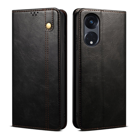 For OPPO A98 5G Oil Wax Crazy Horse Texture Leather Phone Case(Black) - OPPO Cases by PMC Jewellery | Online Shopping South Africa | PMC Jewellery