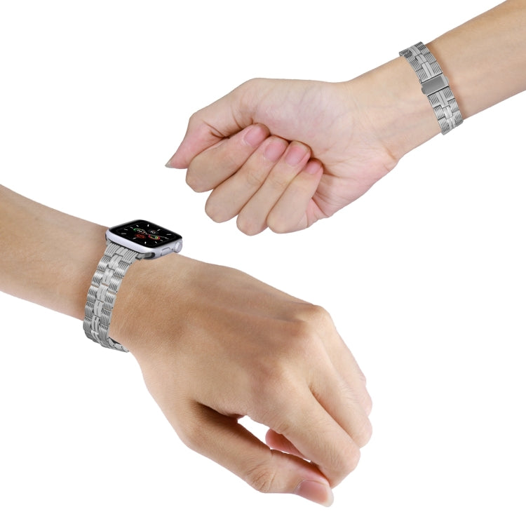 3-Beads Stripe Metal Watch Band For Apple Watch 9 45mm(Silver) - free shipping - PMc TechLife - Order now!