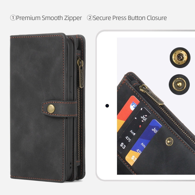For iPhone 14 Plus Zipper Wallet Detachable MagSafe Leather Phone Case(Black) - iPhone 14 Plus Cases by PMC TechLife | Online Shopping South Africa | PMC TechLife