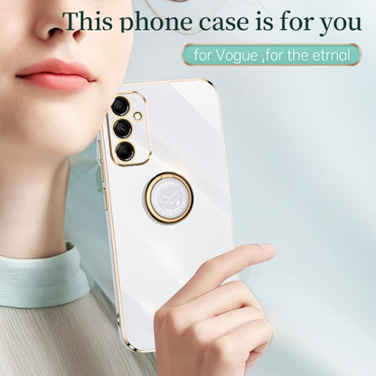 For Samsung Galaxy A55 XINLI Straight Edge 6D Electroplate TPU Phone Case with Ring Holder(Mint Green) - Galaxy Phone Cases by XINLI | Online Shopping South Africa | PMC Jewellery