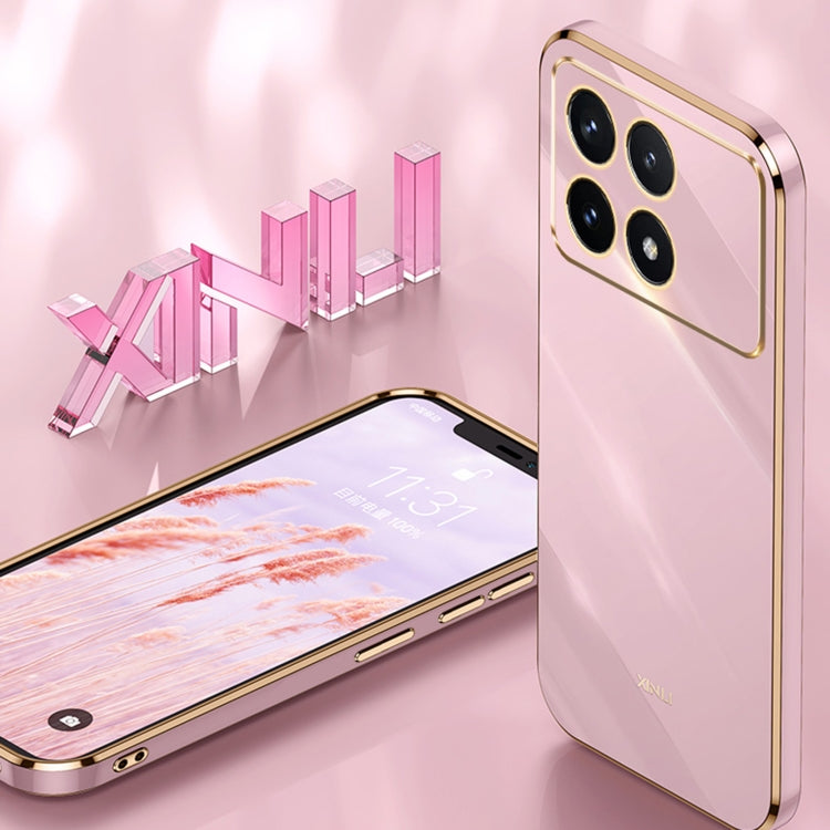 For Xiaomi Redmi K70E XINLI Straight Edge 6D Electroplate TPU Phone Case with Ring Holder(Cherry Purple) - K70E Cases by XINLI | Online Shopping South Africa | PMC Jewellery | Buy Now Pay Later Mobicred