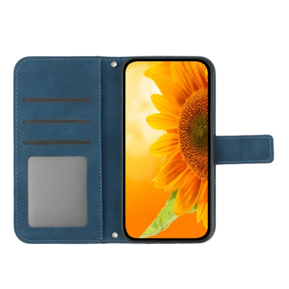 For Xiaomi Poco F5 Skin Feel Sun Flower Embossed Flip Leather Phone Case with Lanyard(Inky Blue) - Xiaomi Cases by PMC Jewellery | Online Shopping South Africa | PMC Jewellery | Buy Now Pay Later Mobicred