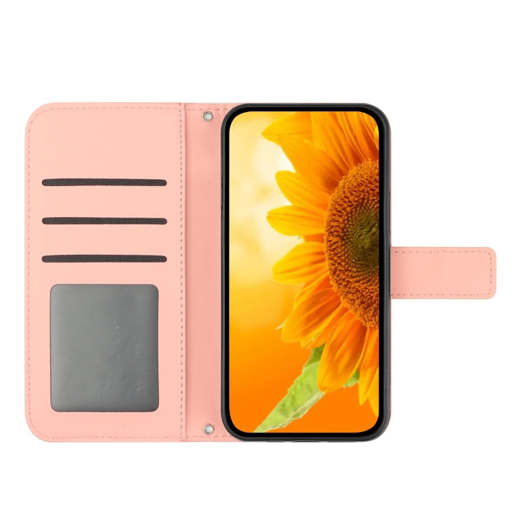 For Xiaomi Poco F5 Skin Feel Sun Flower Embossed Flip Leather Phone Case with Lanyard(Pink) - Xiaomi Cases by PMC Jewellery | Online Shopping South Africa | PMC Jewellery | Buy Now Pay Later Mobicred