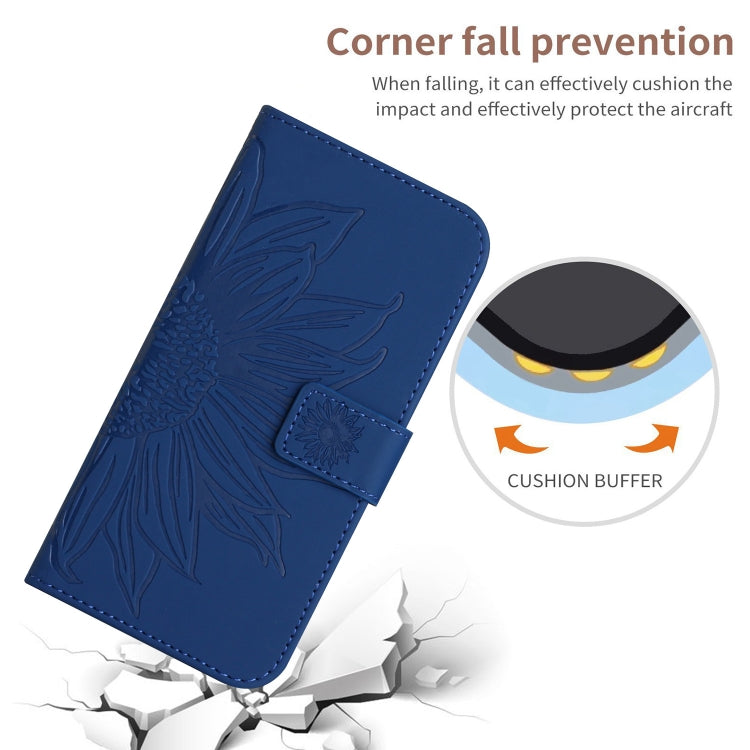 For Xiaomi Poco F5 Pro Skin Feel Sun Flower Embossed Flip Leather Phone Case with Lanyard(Dark Blue) - Xiaomi Cases by PMC Jewellery | Online Shopping South Africa | PMC Jewellery | Buy Now Pay Later Mobicred