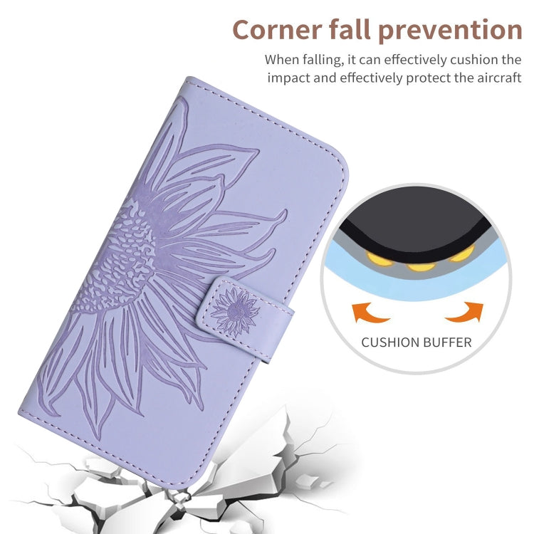 For Xiaomi Poco F5 Pro Skin Feel Sun Flower Embossed Flip Leather Phone Case with Lanyard(Purple) - Xiaomi Cases by PMC Jewellery | Online Shopping South Africa | PMC Jewellery | Buy Now Pay Later Mobicred