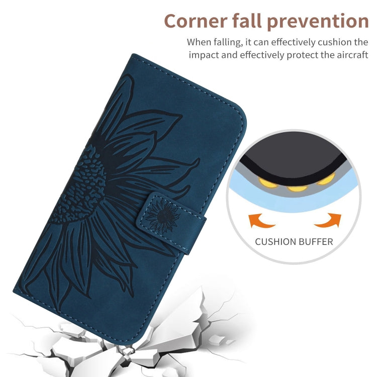 For Xiaomi Redmi 12 4G Global Skin Feel Sun Flower Embossed Flip Leather Phone Case with Lanyard(Inky Blue) - Xiaomi Cases by PMC Jewellery | Online Shopping South Africa | PMC Jewellery | Buy Now Pay Later Mobicred