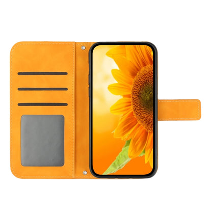 For Xiaomi Redmi 12 5G Skin Feel Sun Flower Embossed Flip Leather Phone Case with Lanyard(Yellow) - Xiaomi Cases by PMC Jewellery | Online Shopping South Africa | PMC Jewellery | Buy Now Pay Later Mobicred