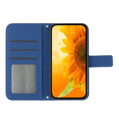 For Xiaomi Redmi 12 5G Skin Feel Sun Flower Embossed Flip Leather Phone Case with Lanyard(Dark Blue) - Xiaomi Cases by PMC Jewellery | Online Shopping South Africa | PMC Jewellery | Buy Now Pay Later Mobicred