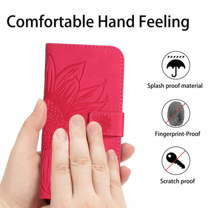 For Xiaomi 14 Pro Skin Feel Sun Flower Embossed Flip Leather Phone Case with Lanyard(Rose Red) - 14 Pro Cases by PMC Jewellery | Online Shopping South Africa | PMC Jewellery | Buy Now Pay Later Mobicred