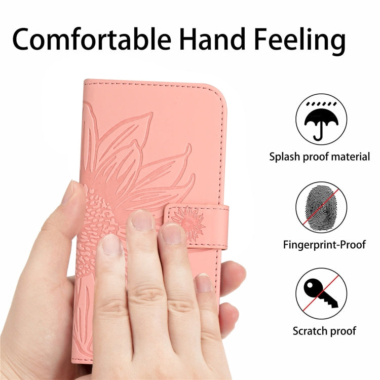 For Xiaomi 14 Pro Skin Feel Sun Flower Embossed Flip Leather Phone Case with Lanyard(Pink) - 14 Pro Cases by PMC Jewellery | Online Shopping South Africa | PMC Jewellery | Buy Now Pay Later Mobicred